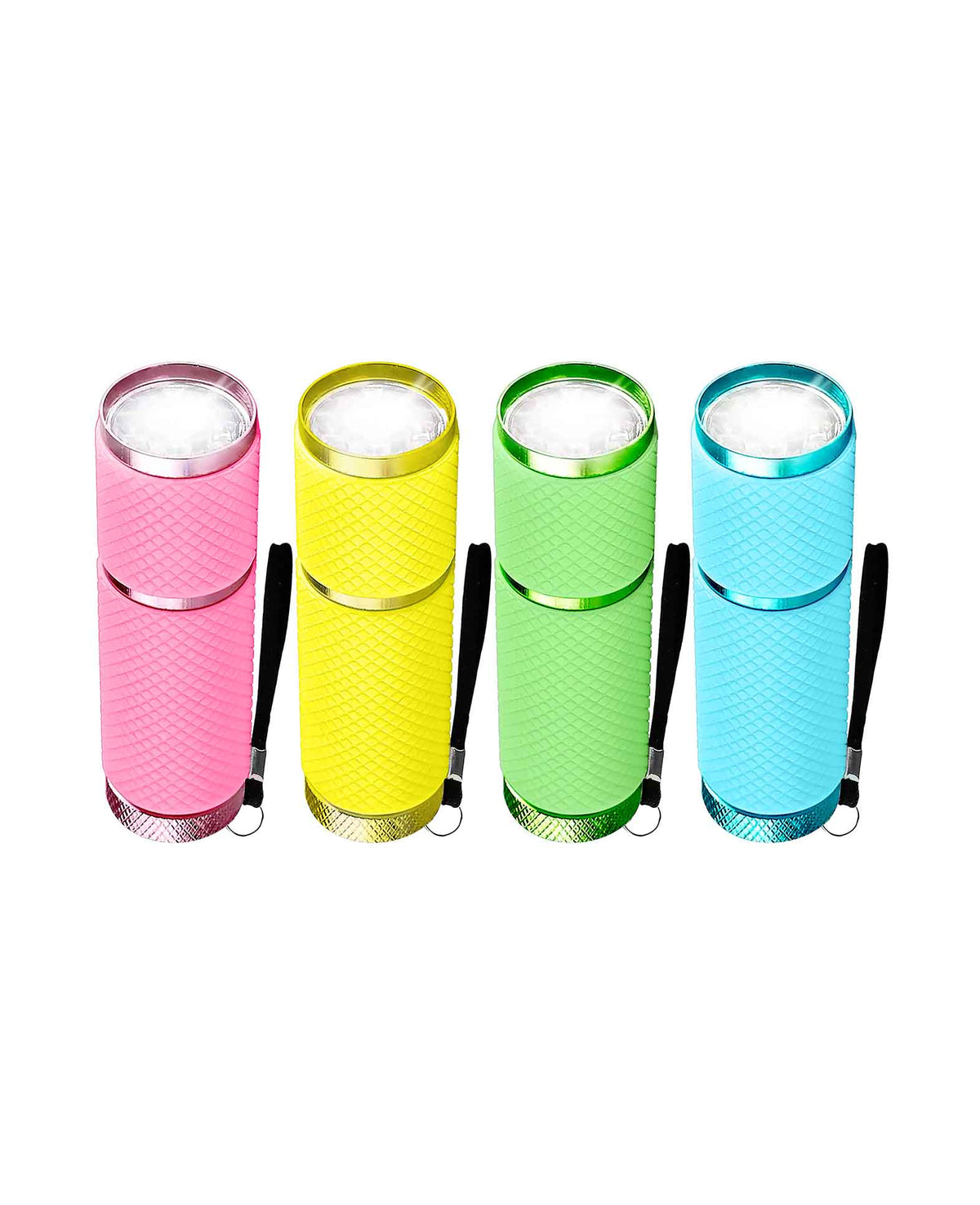 (4er Set) Mini Aluminium LED Taschenlampe mit Fluoreszierendem Silikon