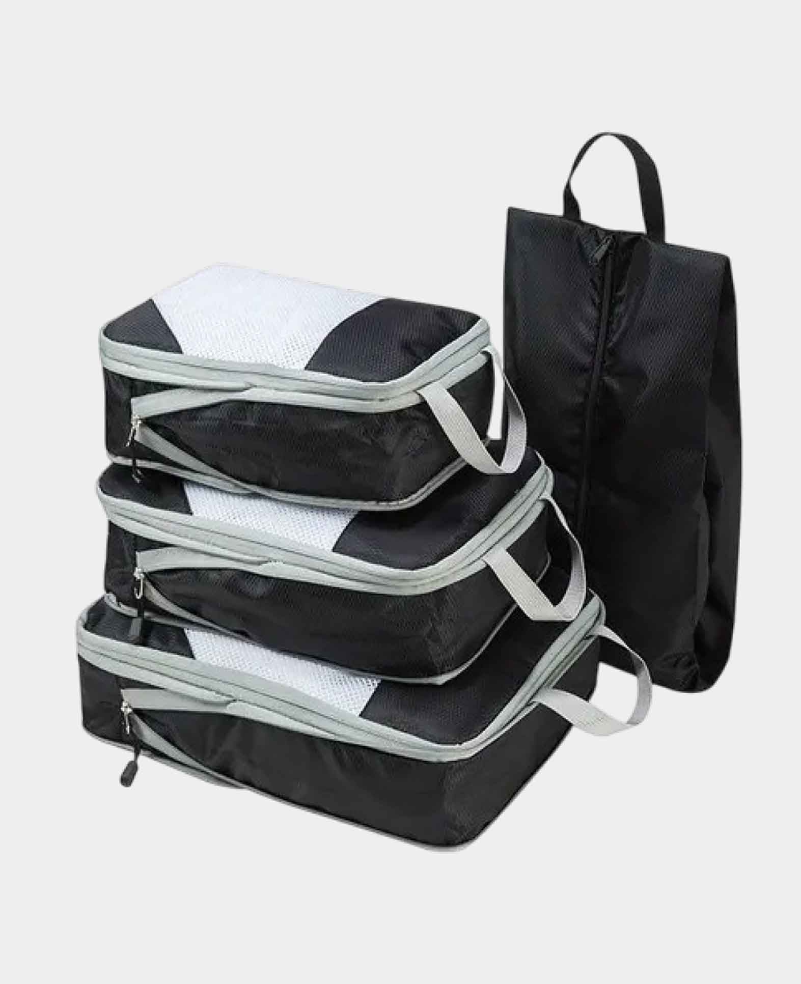 4in1 Koffer Organizer Reise Gepäck Kleidertaschen Schuh Beutel Set – Schwarz