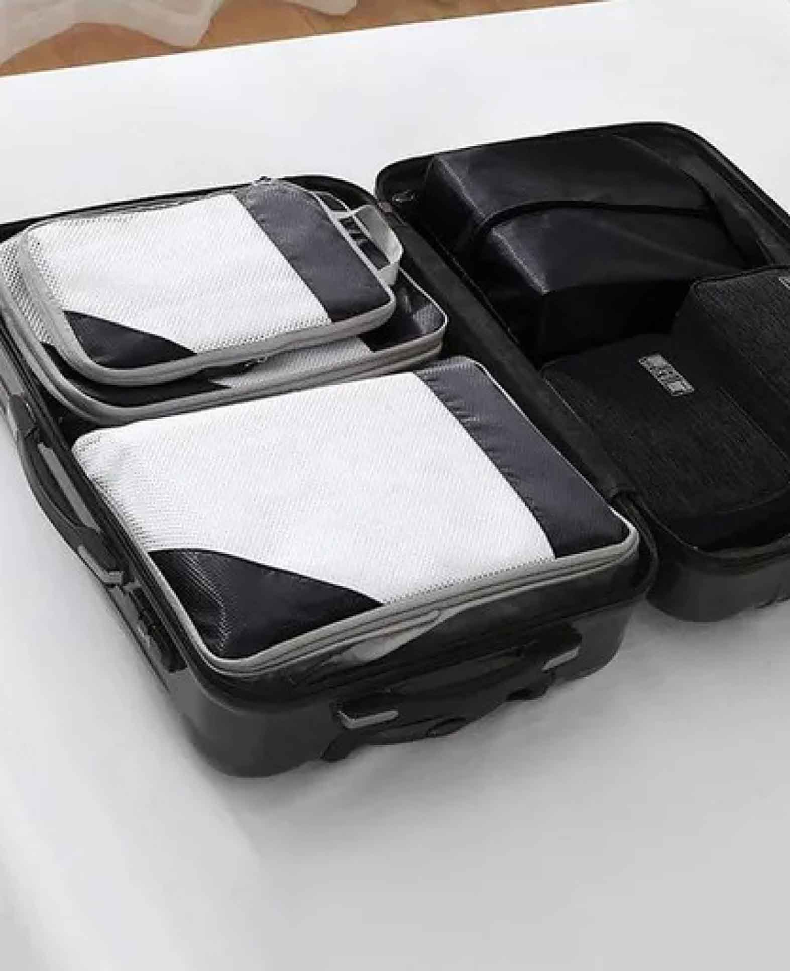 4in1 Koffer Organizer Reise Gepäck Kleidertaschen Schuh Beutel Set – Schwarz