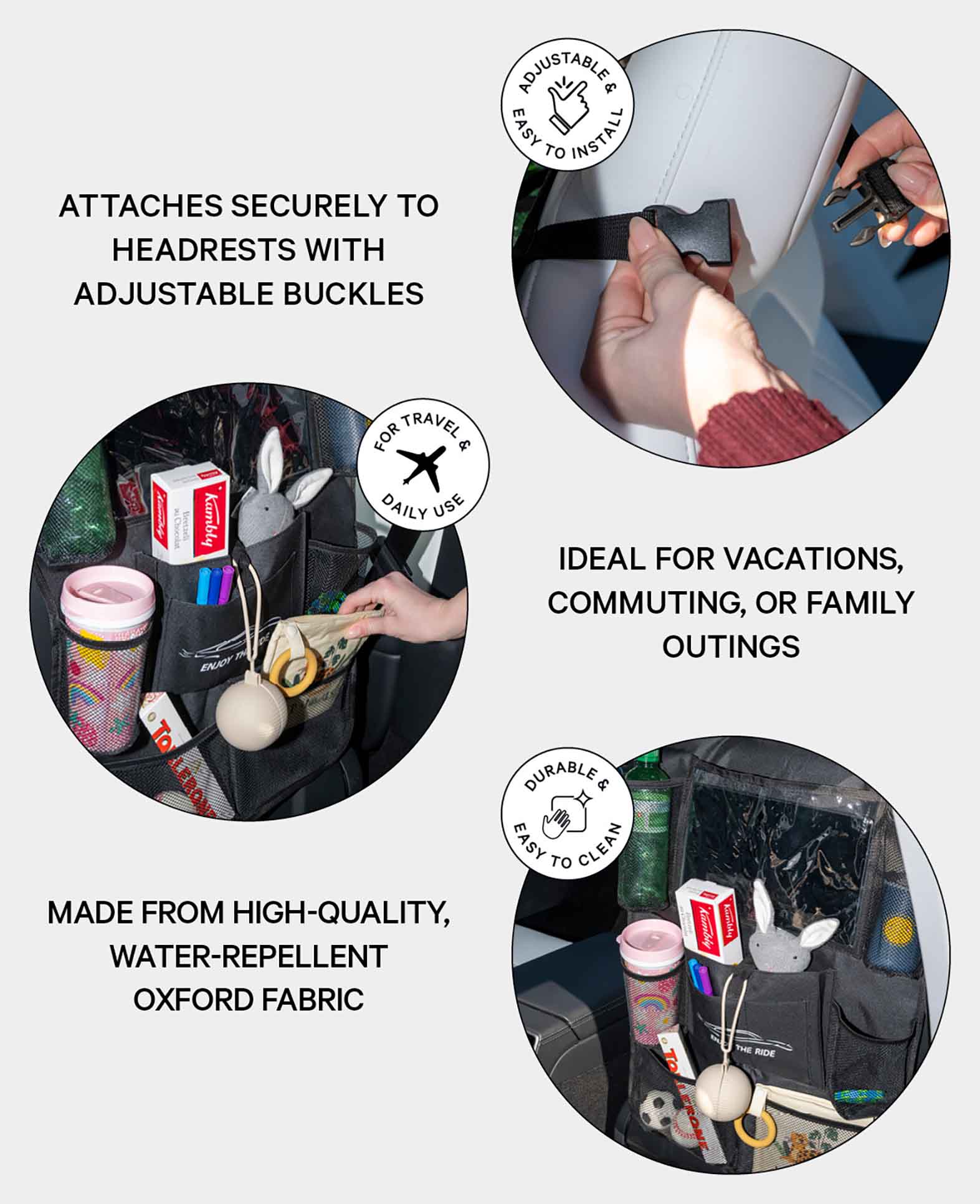 (65x45cm) Car Seat Storage Hanging Bag Organizer Backseat Pocket