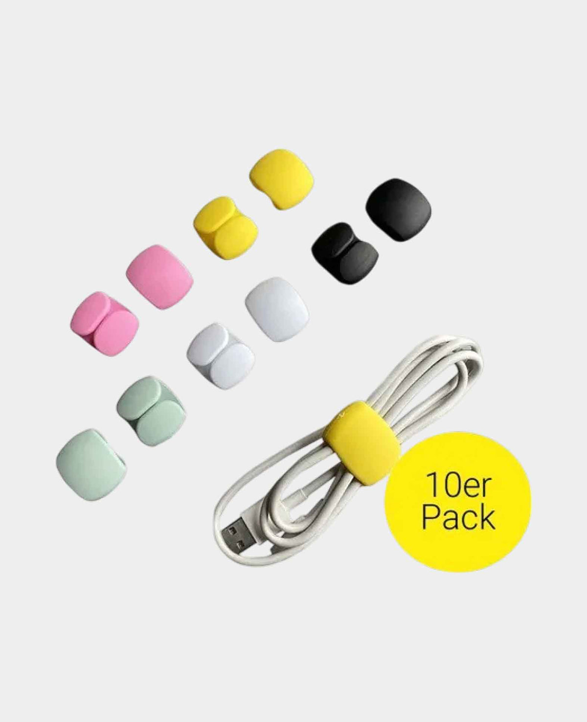 (Set of 10) Silicone Cable Organizer Clip Cable Holders - Assorted