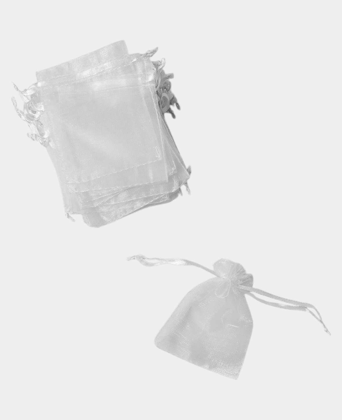 Sacs en organza pour décoration ou cadeaux - Blanc, 7x9 cm, lot de 100