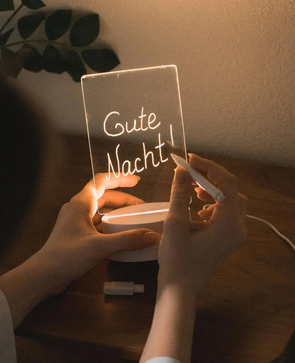 LED Acryl Nachtlicht DIY Message Board inkl. Whiteboard-Stift, Weiss