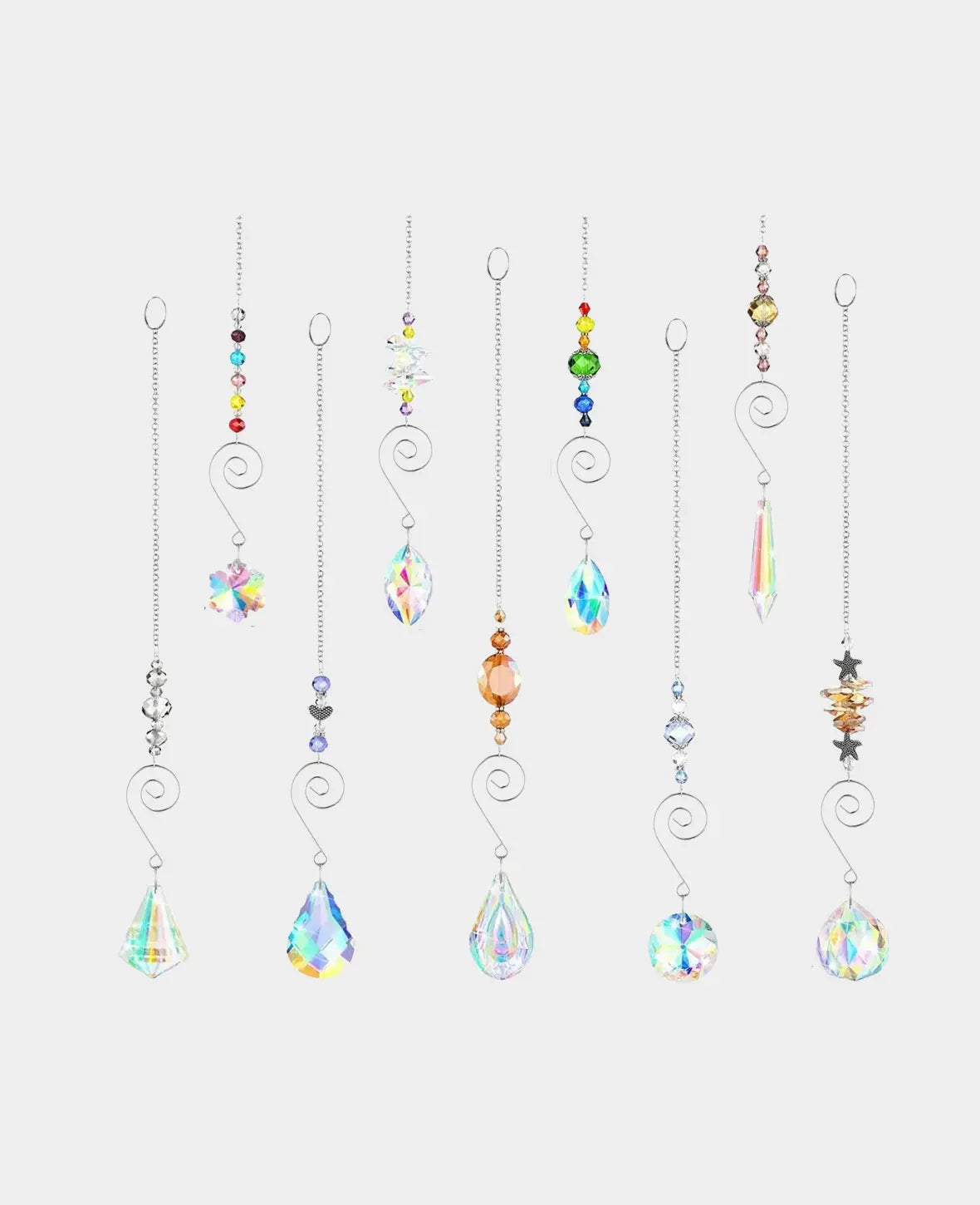 (9-piece set) Crystal Window Decor Rainbow Wind Chime Sun Catcher Penda