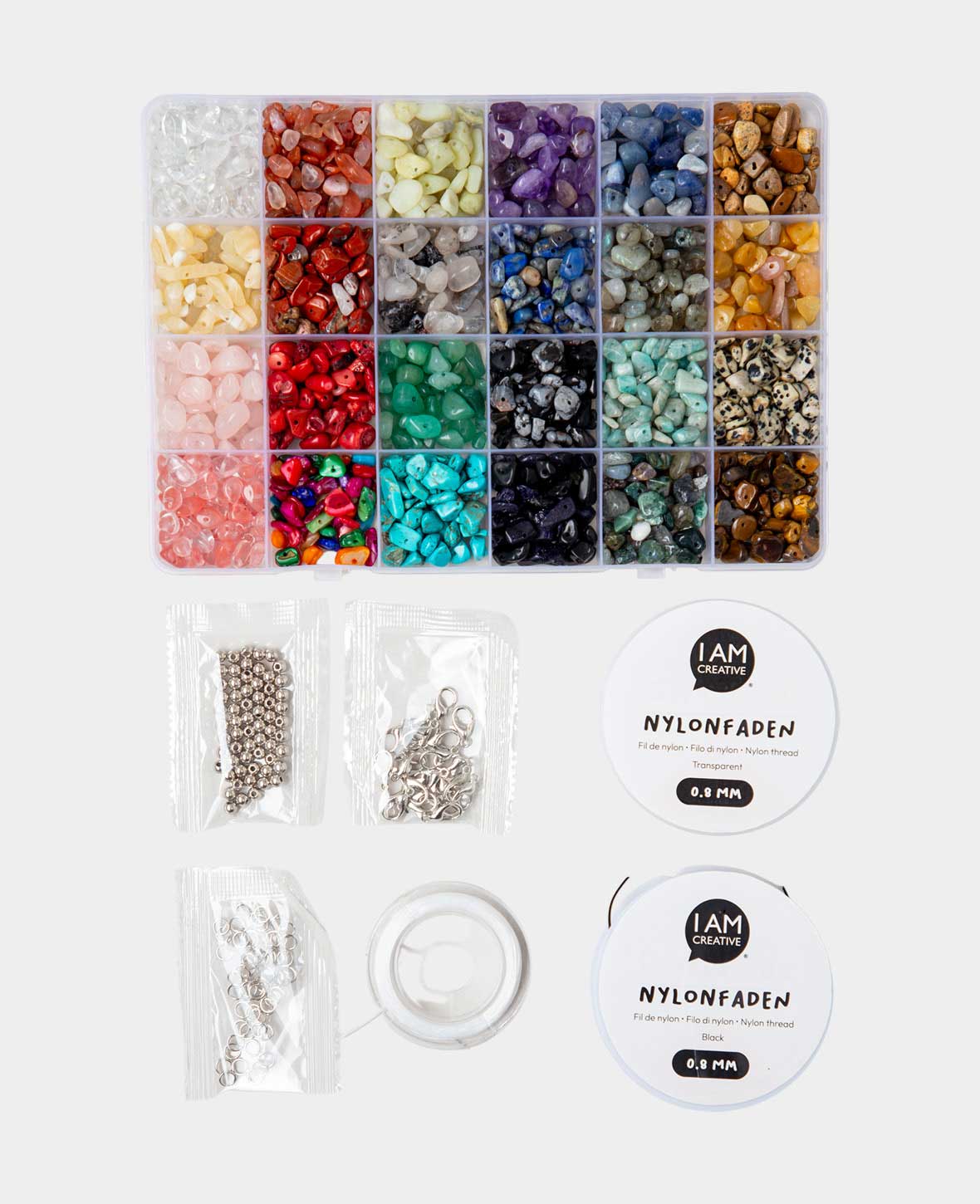 Naturstein Schmuck Herstellungs Kit, DIY Zubehör, Bunt, 380-tlg.