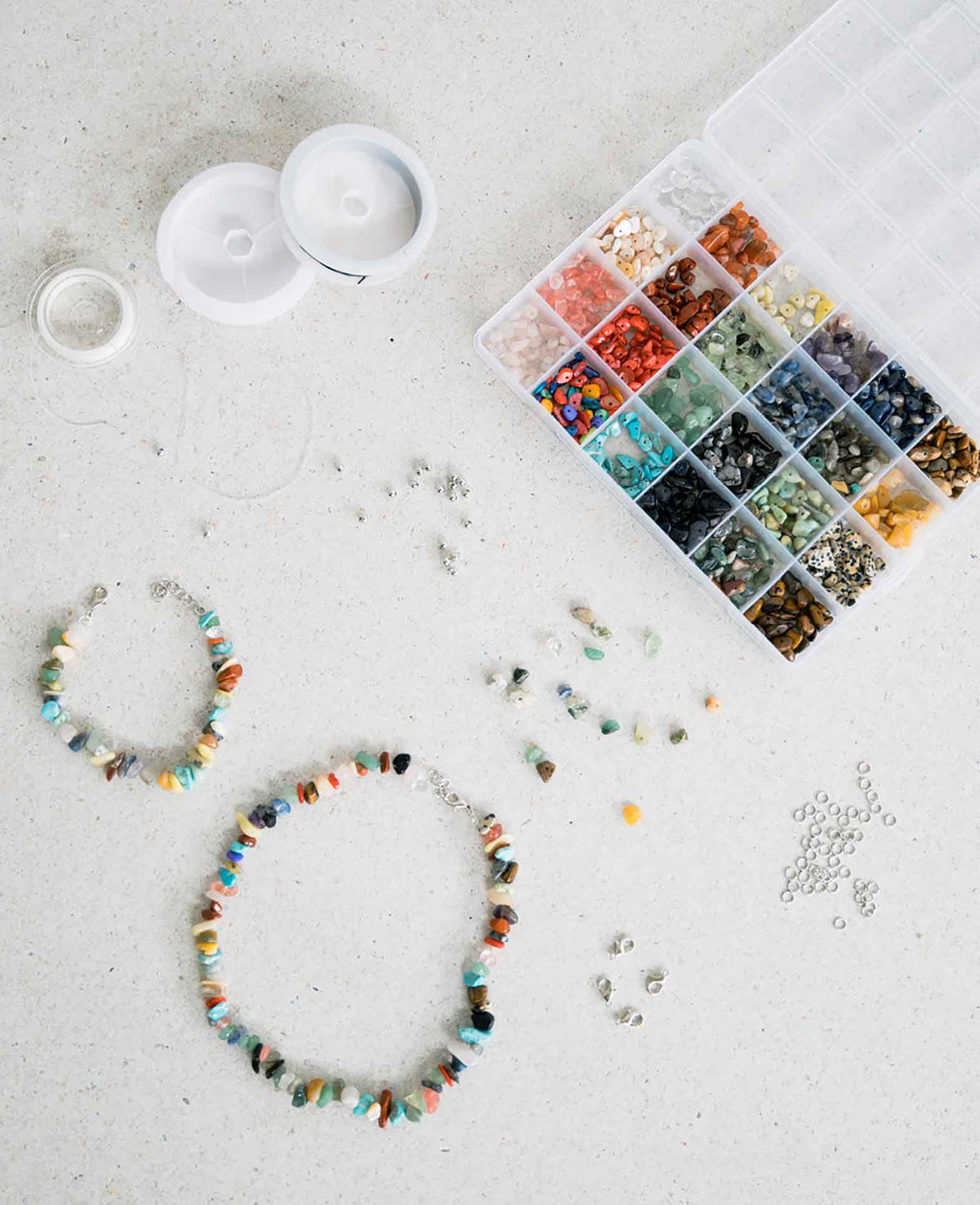 Naturstein Schmuck Herstellungs Kit, DIY Zubehör, Bunt, 380-tlg.