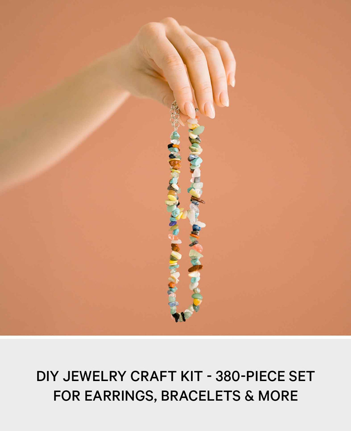 Naturstein Schmuck Herstellungs Kit, DIY Zubehör, Bunt, 380-tlg.