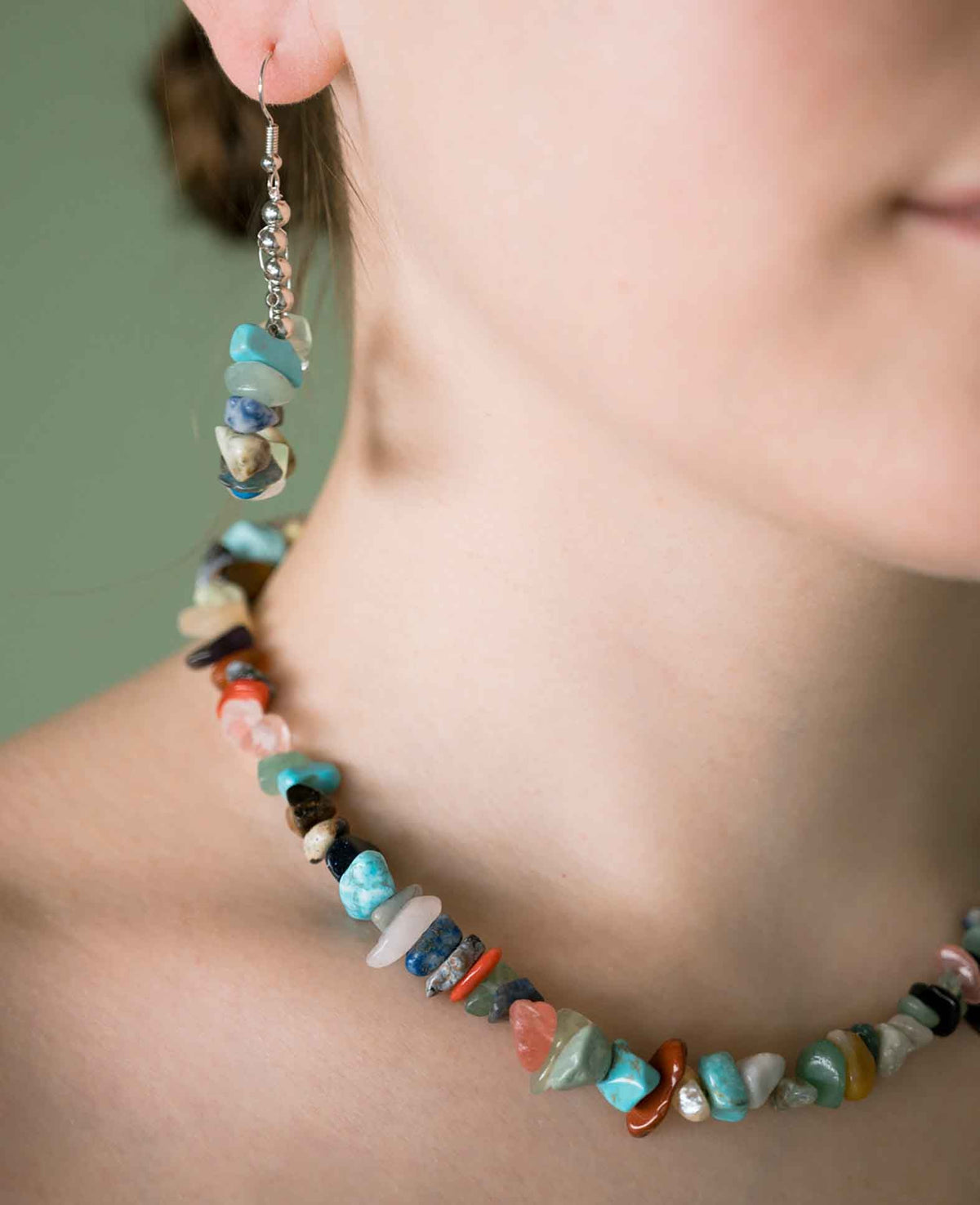 Naturstein Schmuck Herstellungs Kit, DIY Zubehör, Bunt, 380-tlg.