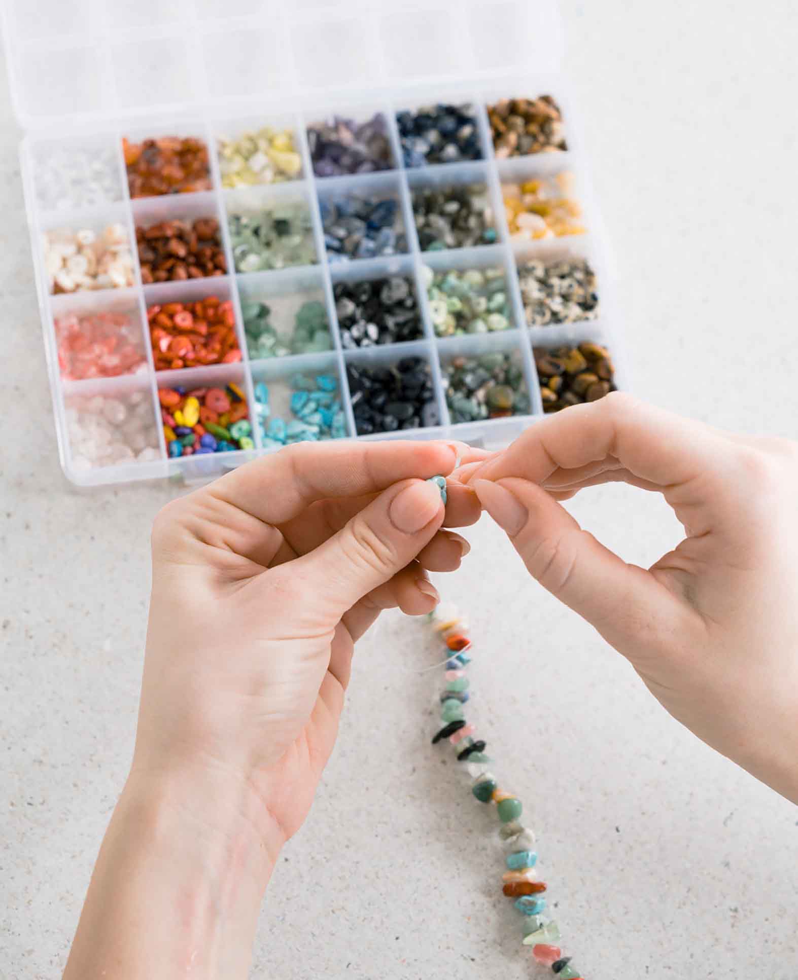 Naturstein Schmuck Herstellungs Kit, DIY Zubehör, Bunt, 380-tlg.