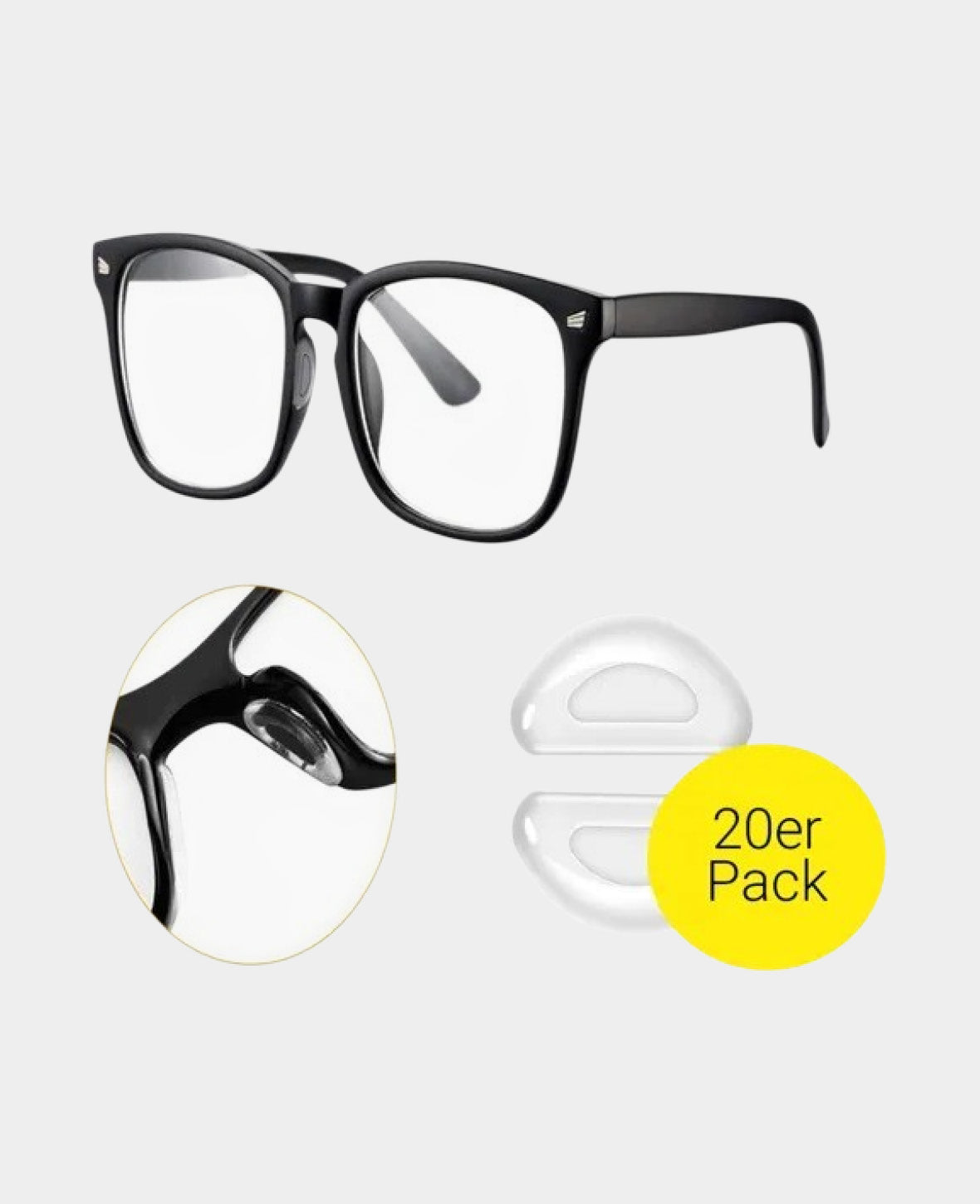 (20 Pcs Set) Silicone Glasses Pads Anti-Slip Nose Bridge Pads Self-Adhesive