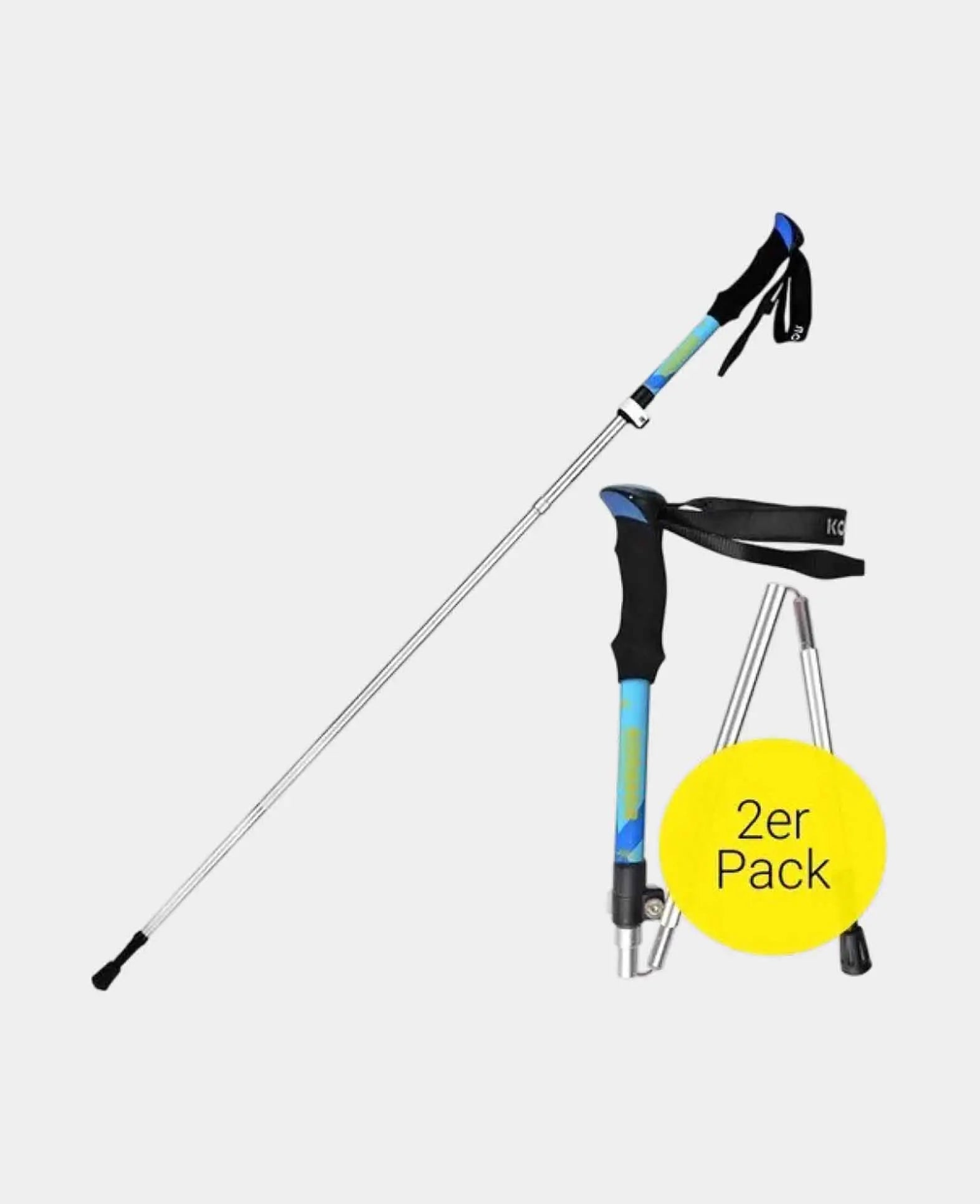 (Set of 2) Foldable Aluminum Trekking Hiking Pole Nordic Walking Stick