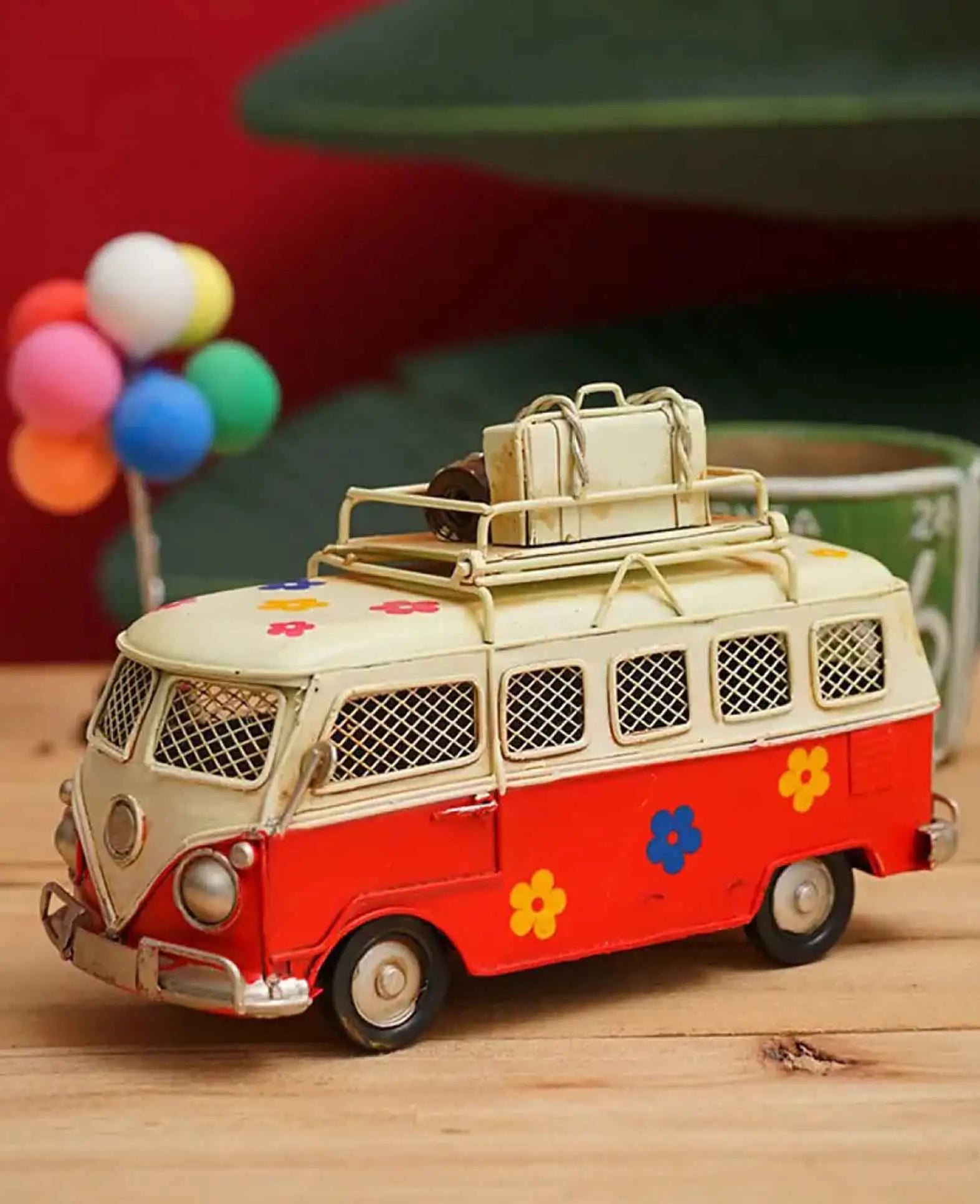 Sparkasse Hippie Bus Home Decor Gift Idea Flower Power Piggy Bank - Ro