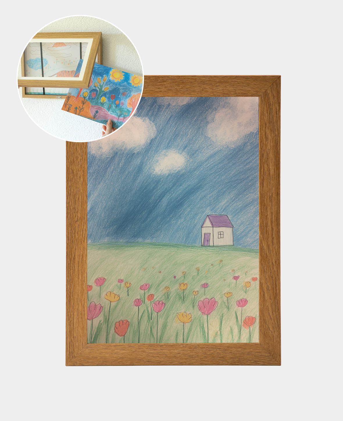 (34x25.5cm) Refillable Wooden Picture Frame Foldable Decorative Photo Frame with