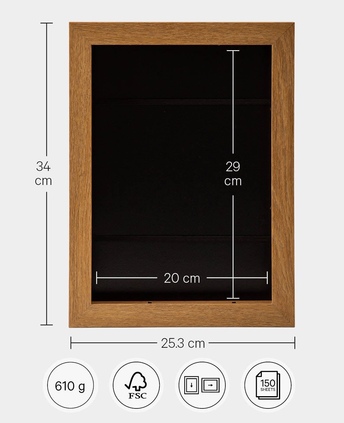 (34x25.5cm) Refillable Wooden Picture Frame Foldable Decorative Photo Frame with
