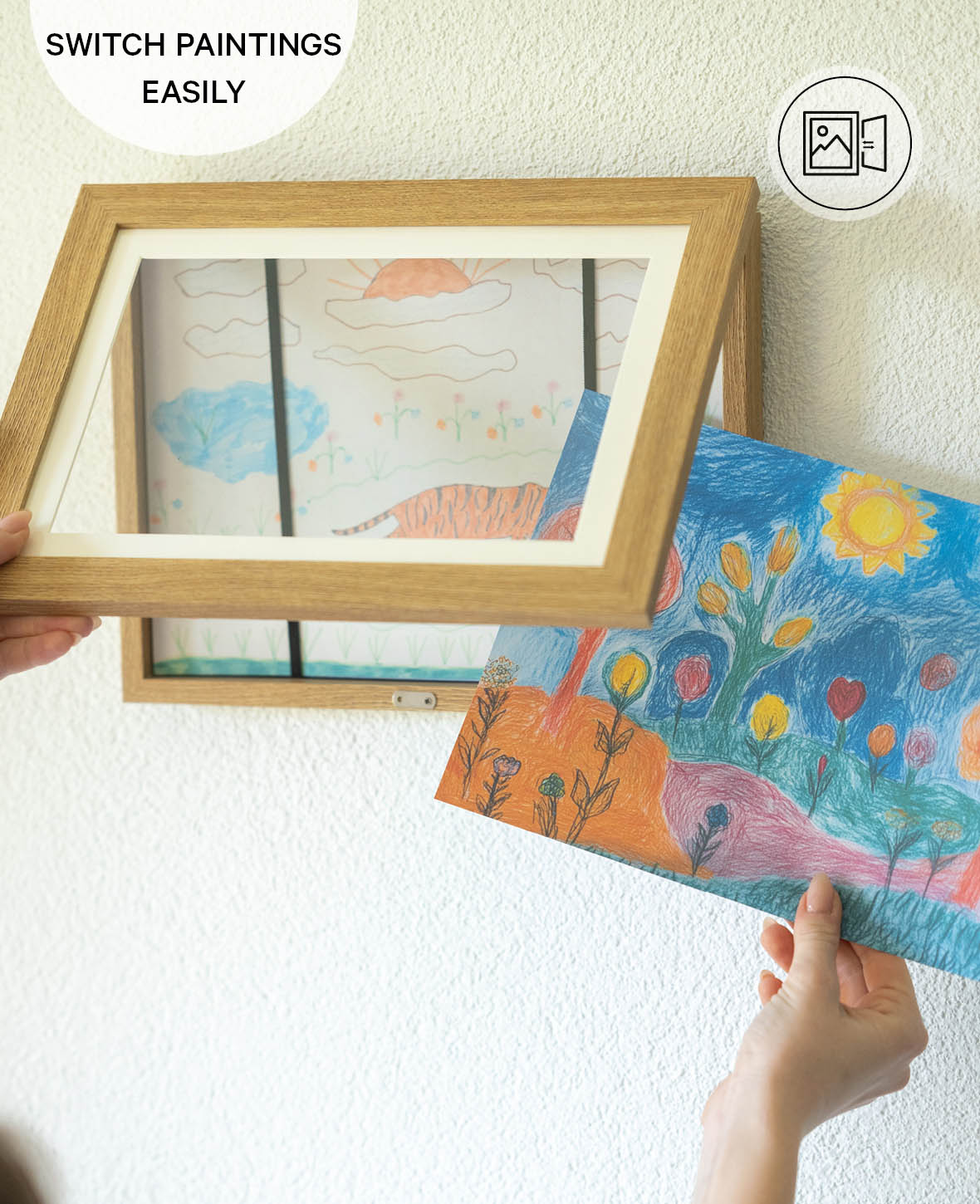(34x25.5cm) Refillable Wooden Picture Frame Foldable Decorative Photo Frame with