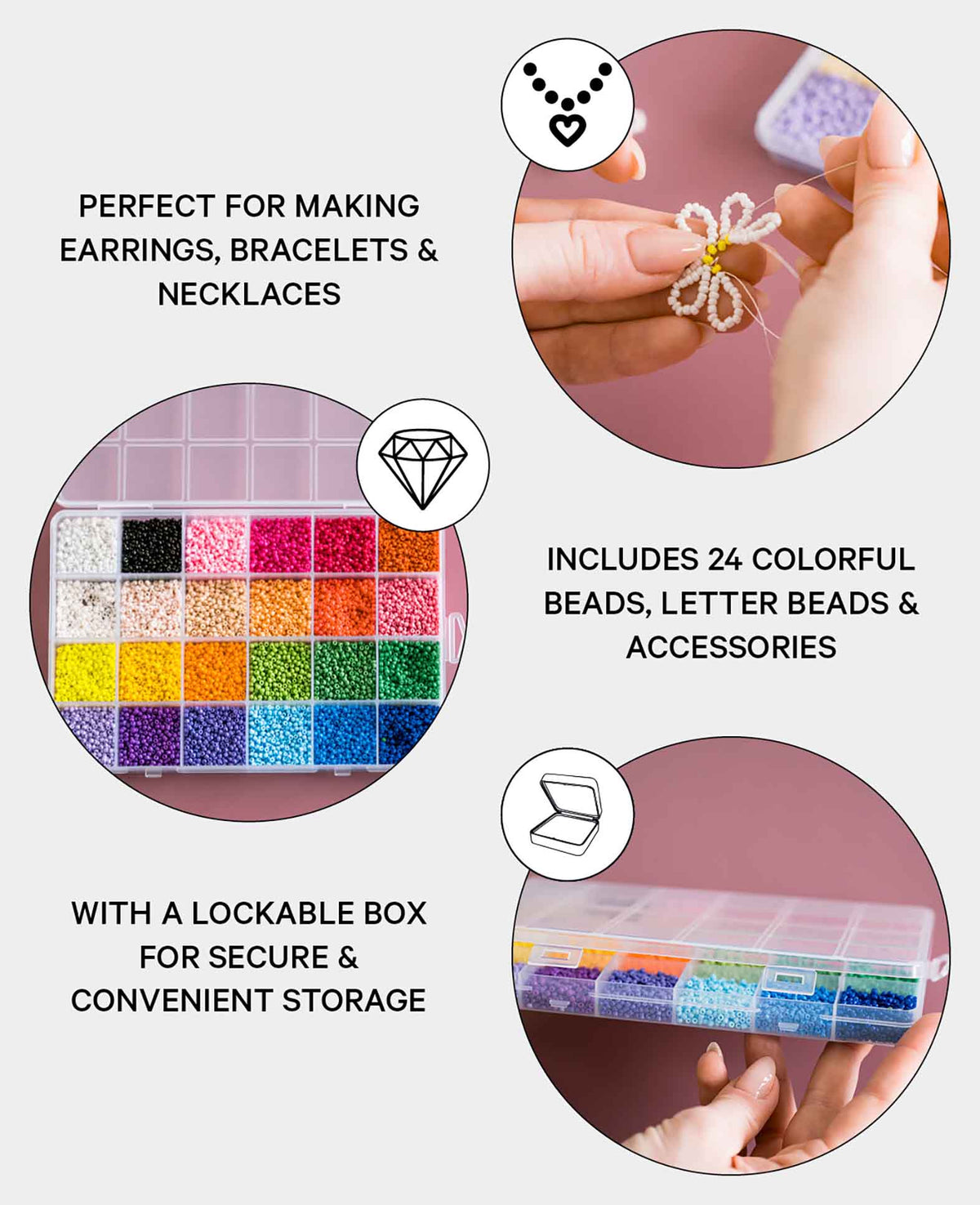 Beading Jewelry Making Kit Spacer Beads Bracelet/Necklace, 15-piece