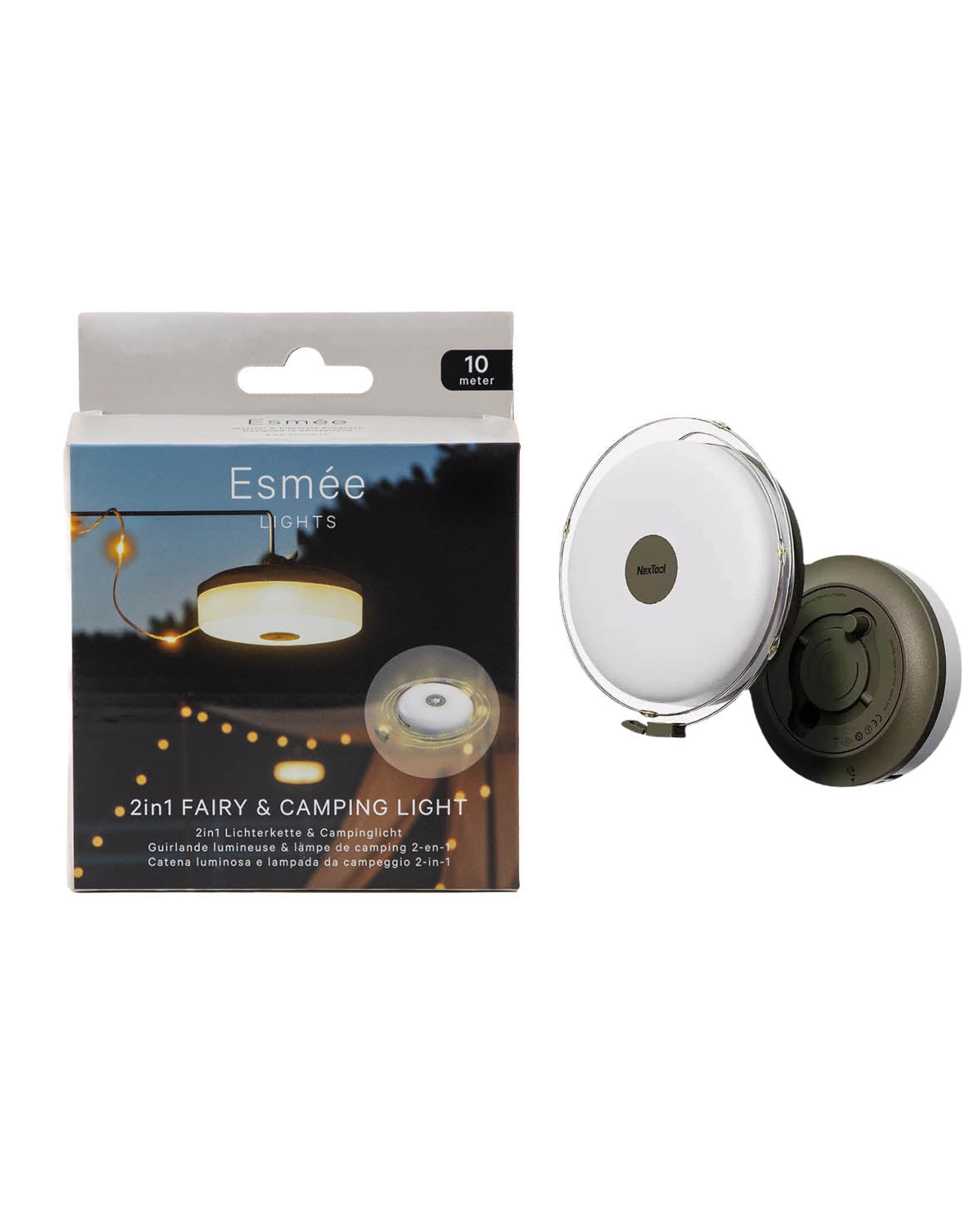 2in1 LED Outdoor Camping Lampe / einrollbare Lichterkette, 10m