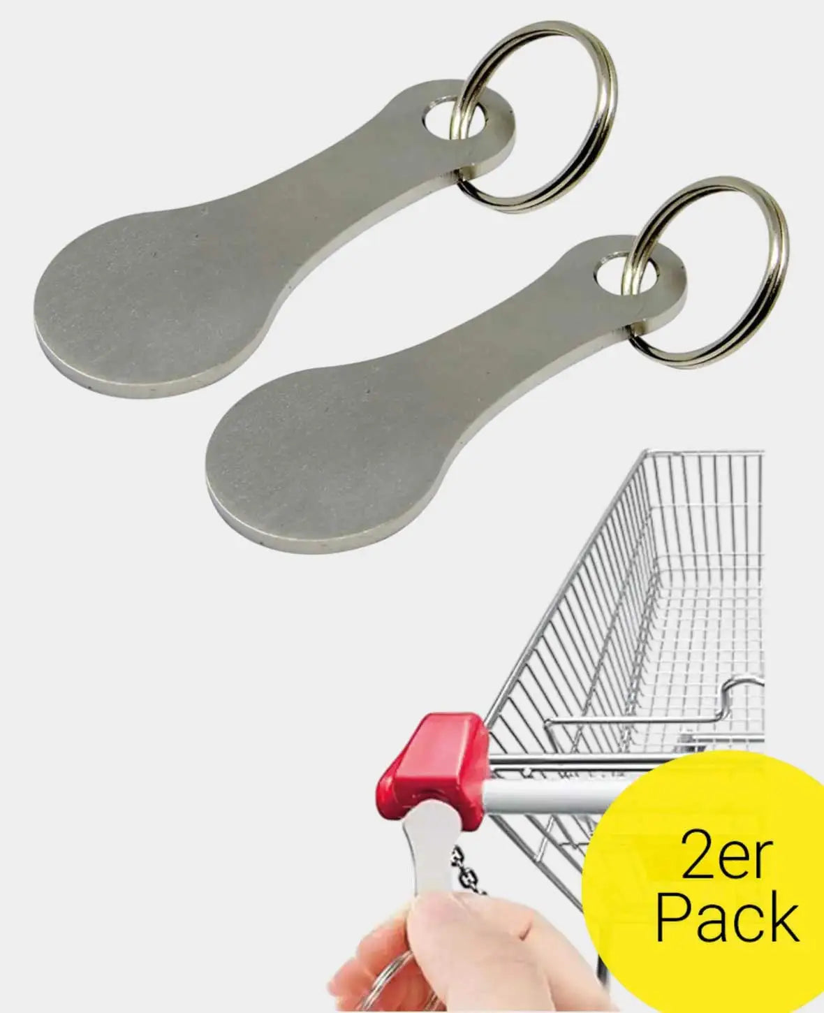 (Set of 2) 55x23mm Stainless Steel Shopping Cart Token Keychain