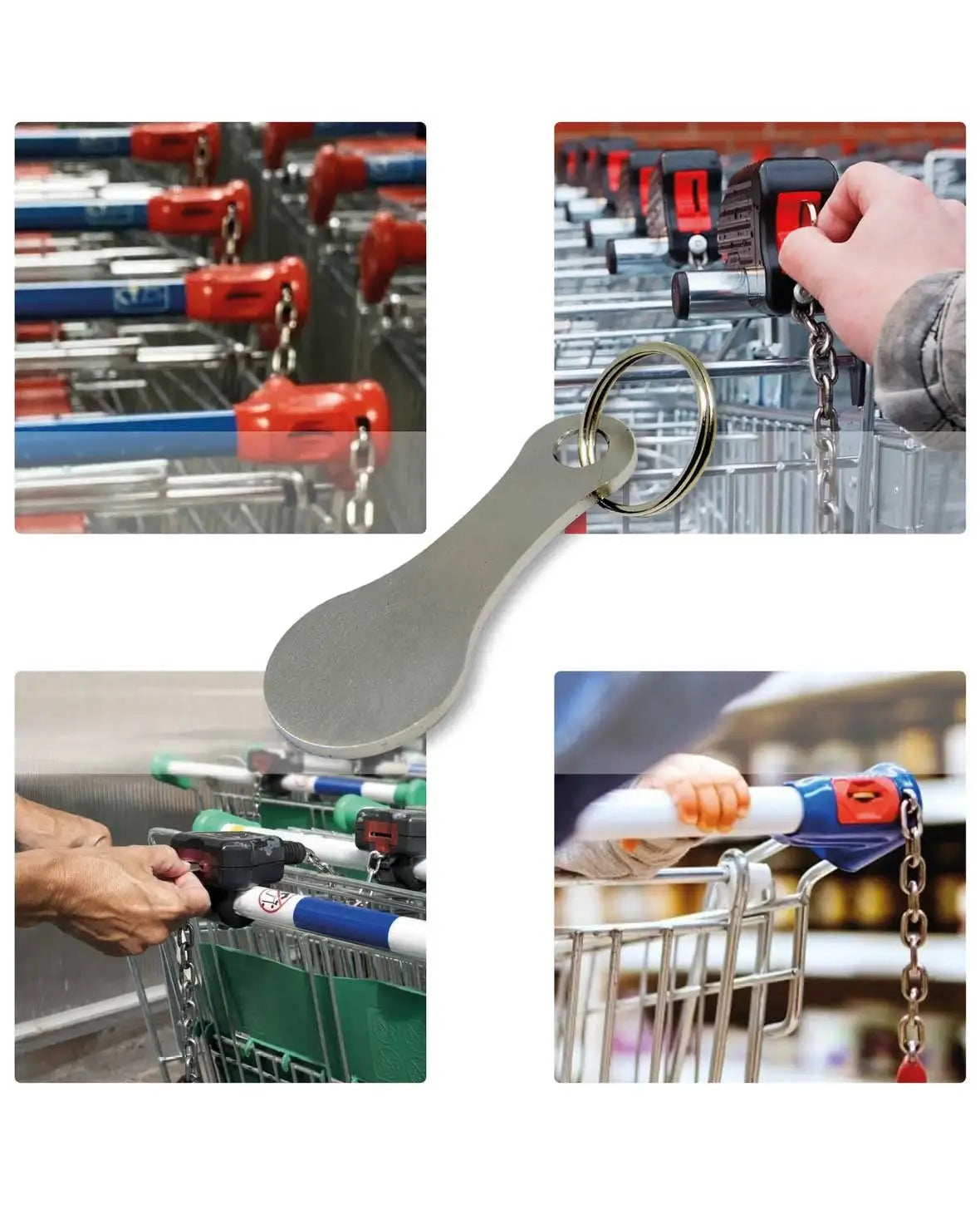(Set of 2) 55x23mm Stainless Steel Shopping Cart Token Keychain