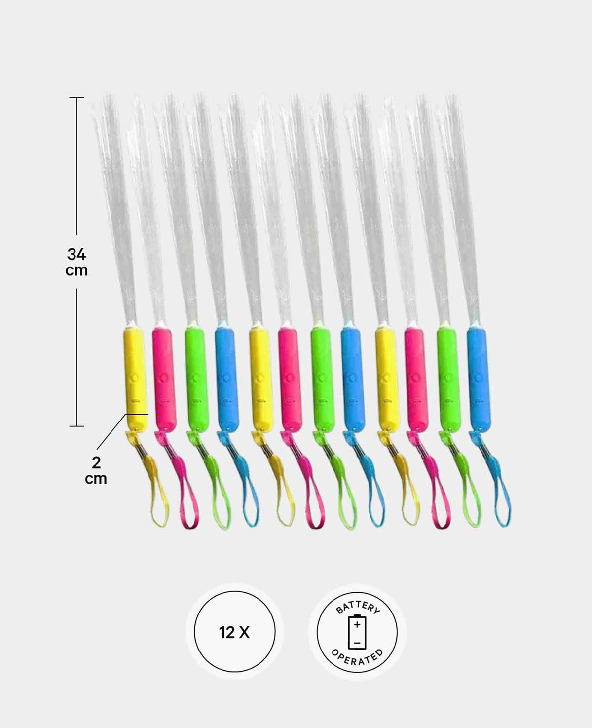 (12er) LED Glasfaser Leuchtstab Party Glow – Bunt
