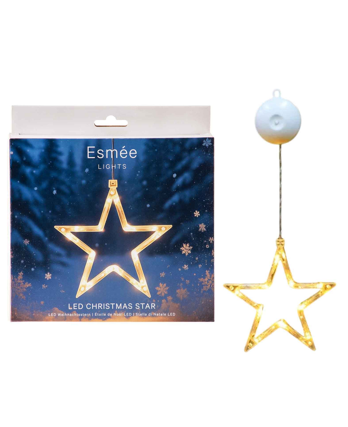 Weihnachtlicher LED Deko Stern mit Saugnapf für Fenster, 18 × 19cm