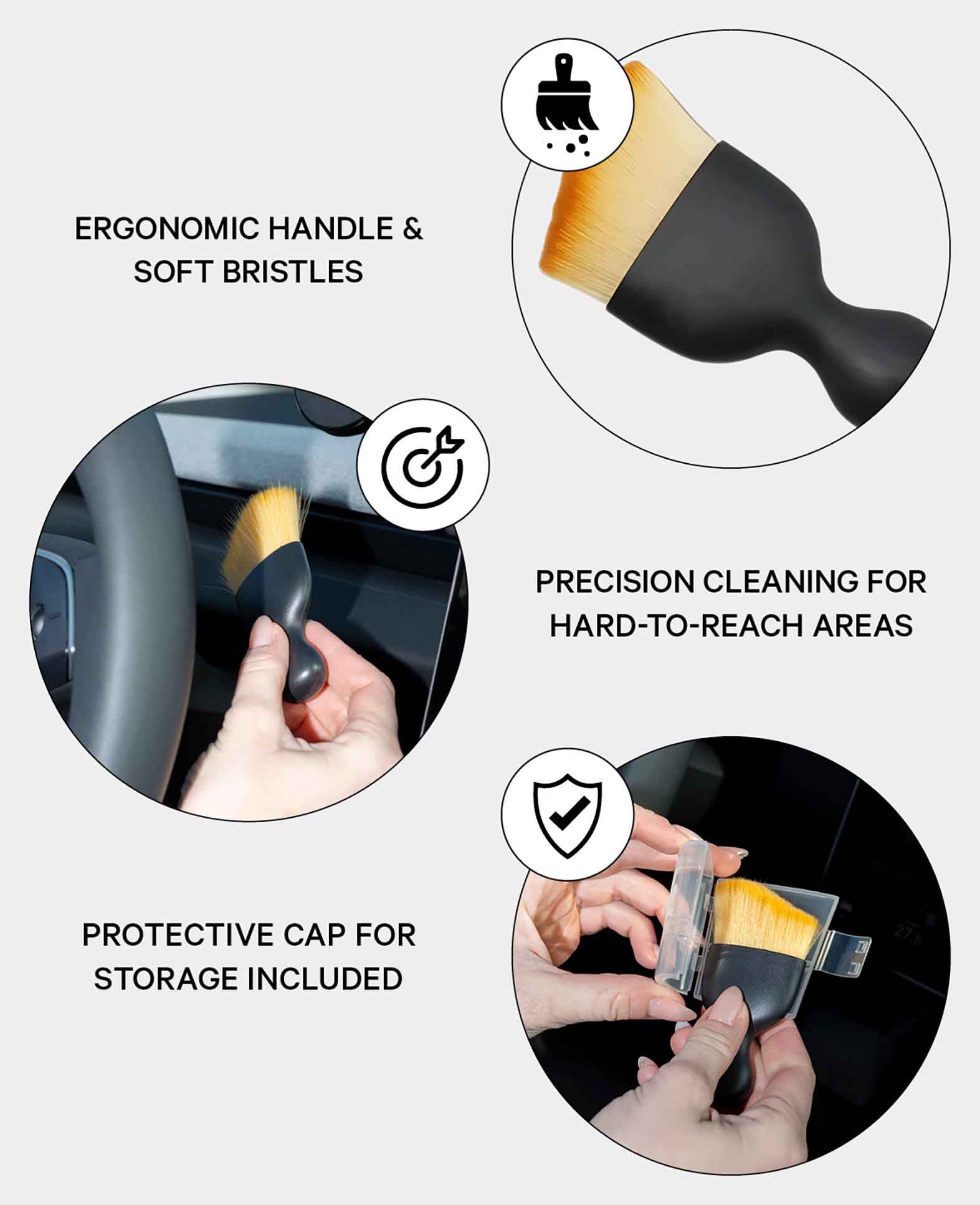 Brosse de nettoyage universelle pour l'entretien de l'habitacle de voiture