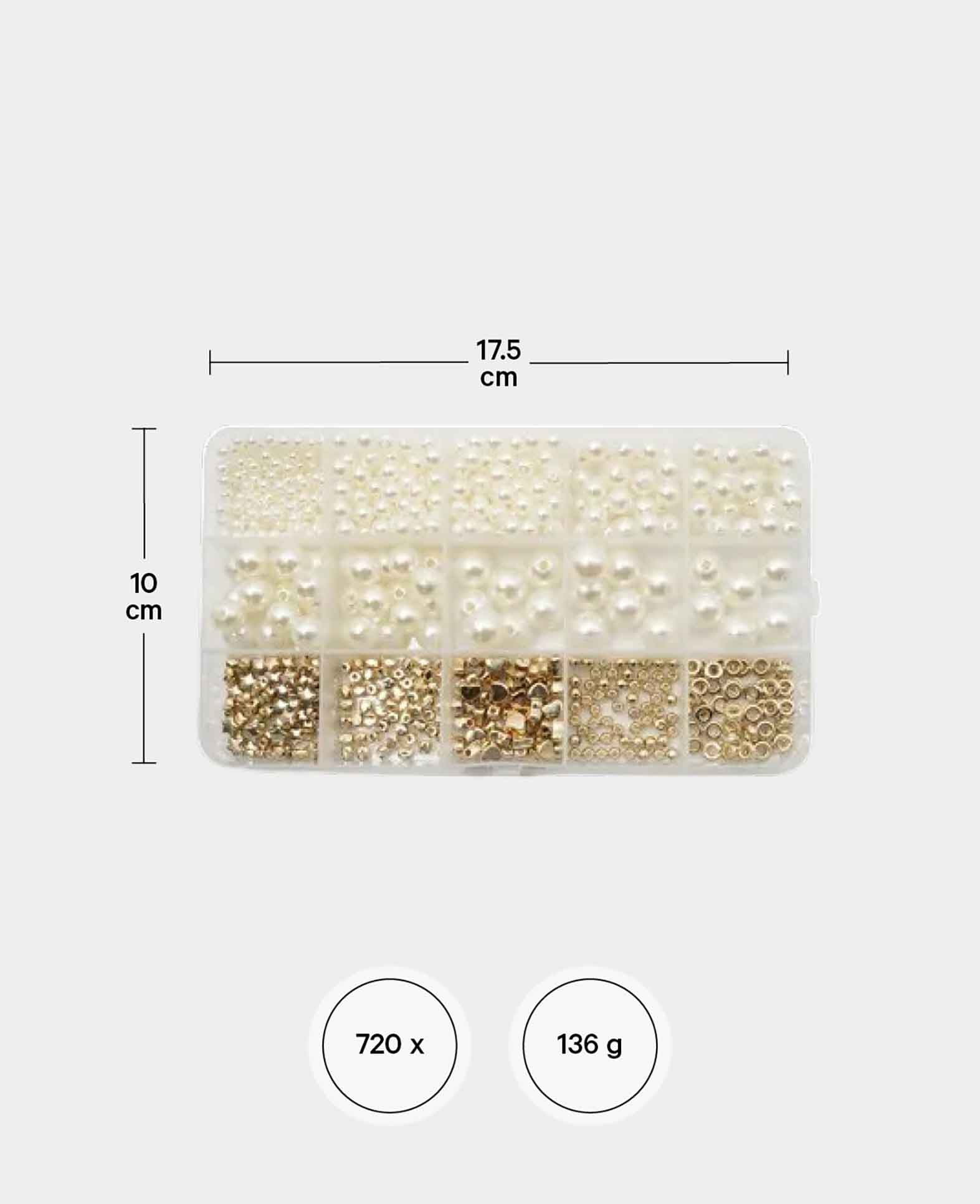 (720tlg.) Perlen DIY Schmuck Bastelset – Gold/Weiss