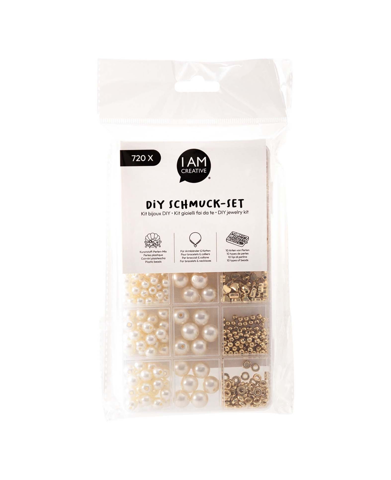 (720-piece) Pearl DIY Jewelry Craft Kit – Gold/White