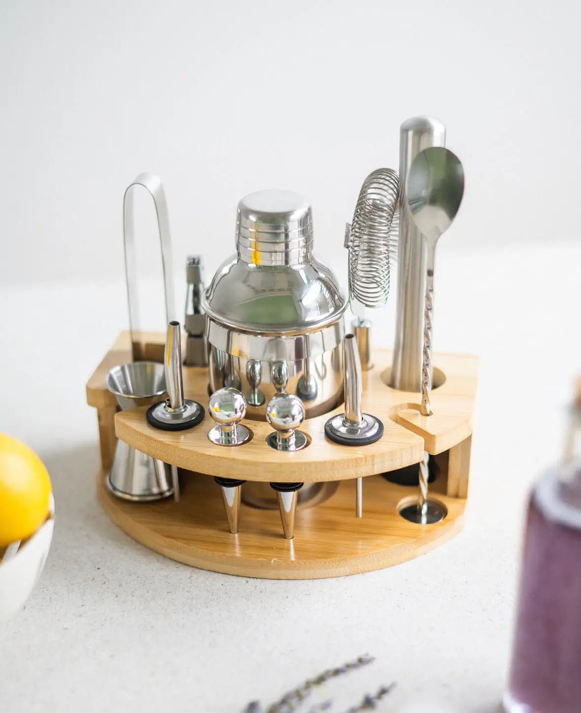 (12-piece set) 350ml Stainless Steel Cocktail Mixer Bar Shaker Kit incl. Bamb
