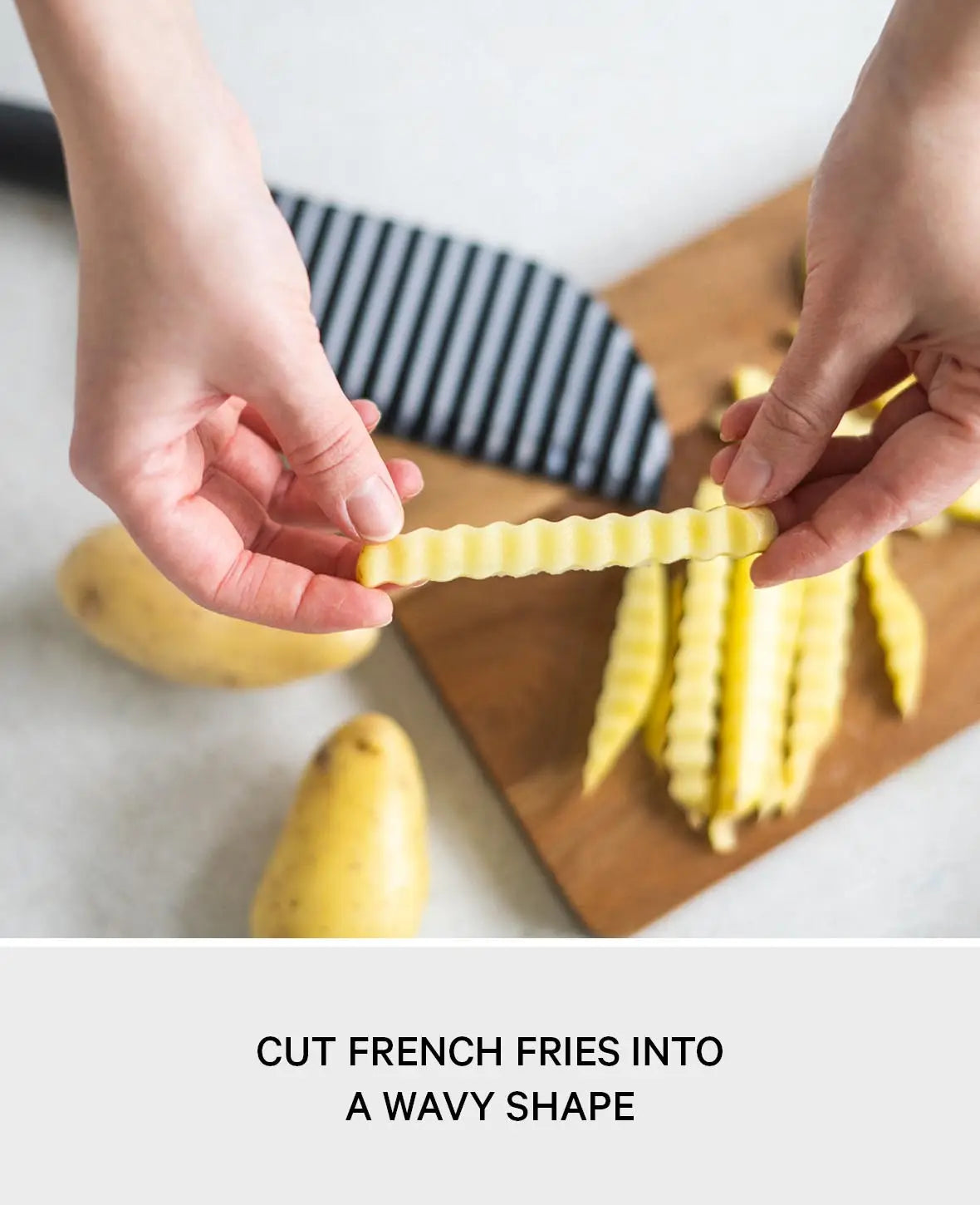 (29cm) Stainless Steel Wavy Knife, Multifunctional Crinkle Cutter for Fries /