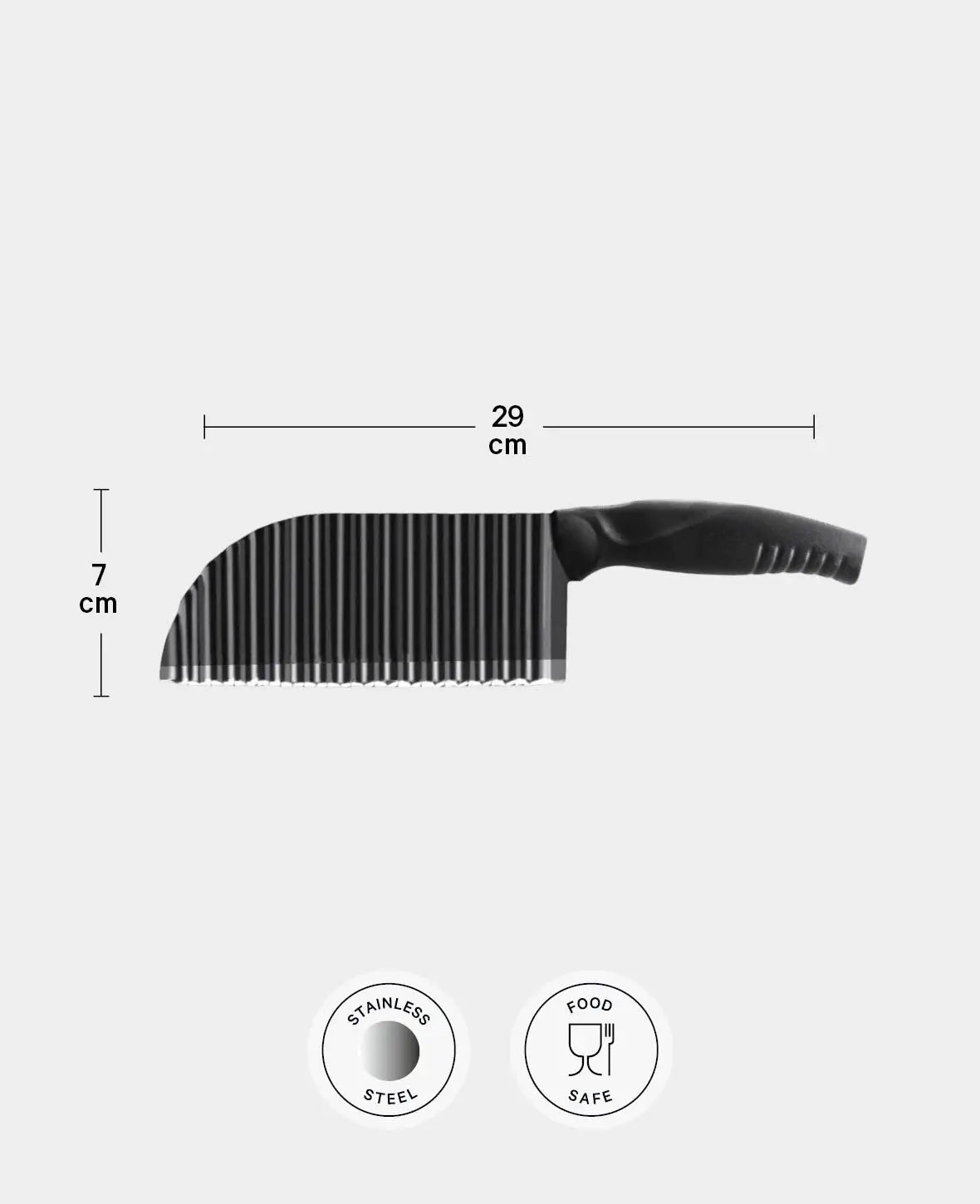 (29cm) Stainless Steel Wavy Knife, Multifunctional Crinkle Cutter for Fries /