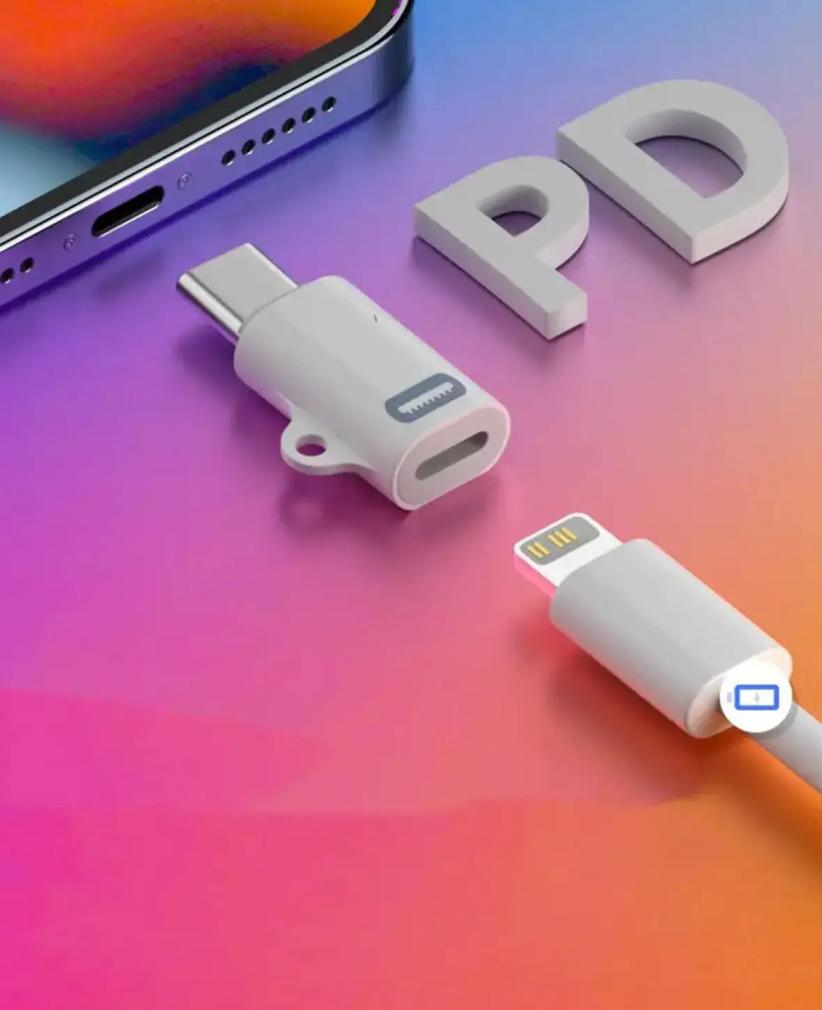 (PD/27W) USB C to Lightning Mini Converter Adapter for iPhone 15 - White