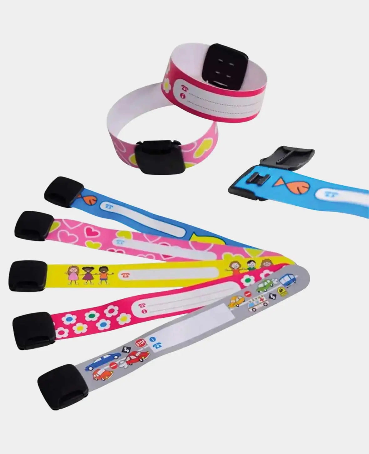(Lot de 8) Bracelets d'identification d'urgence pour enfants – Réutilisables