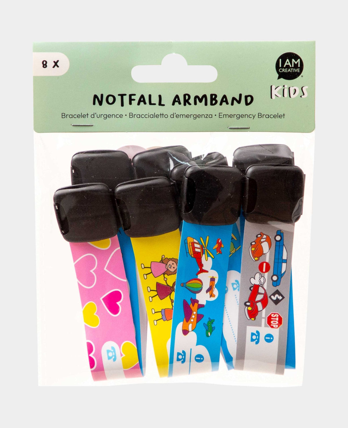 (8er) Kinder Notfall ID Armband – Wiederverwendbar