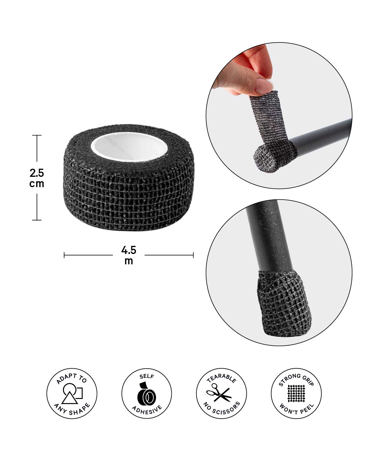 (2.5cmx4.5m) Stuhlbein Anti-Rutsch Klebeband – Schwarz