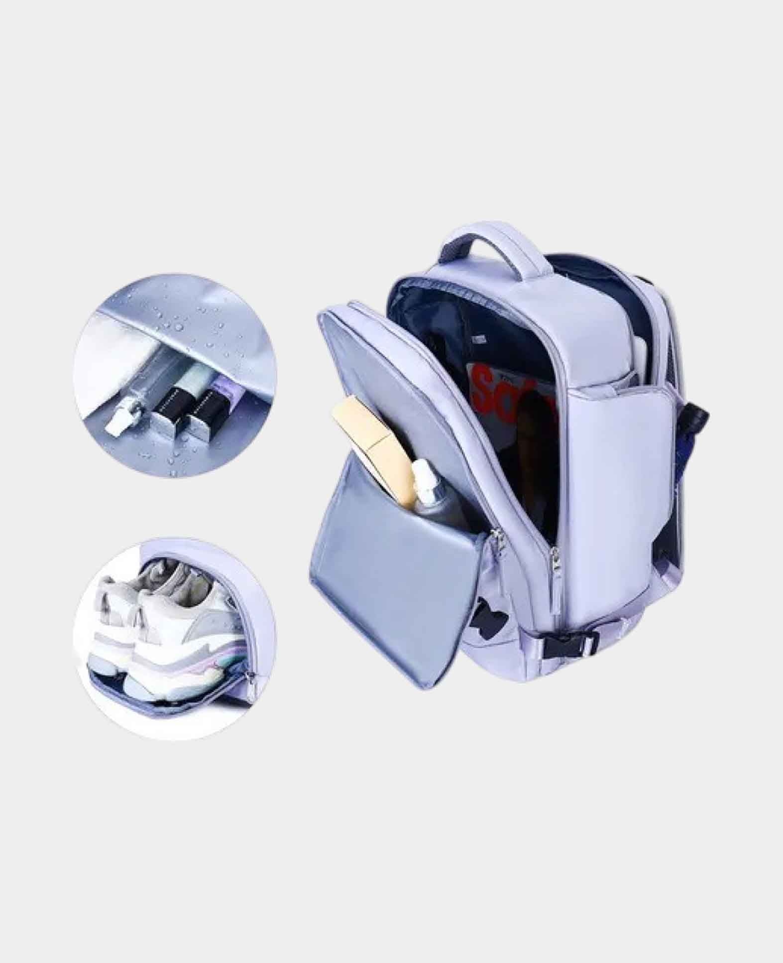(42x31cm) 20L Reise Rucksack Handgepäck Tasche mit Schuh- / Nassf
