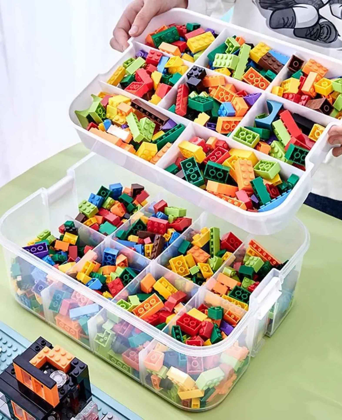 (300x225mm) Kids Building Block Organizer Stackable Toy Storage