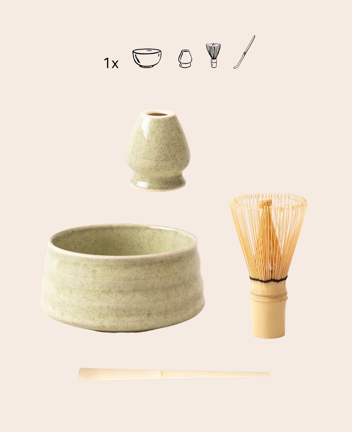 (4-piece set) Ceramic Matcha Tea Kit Japanese Tea Ceremony