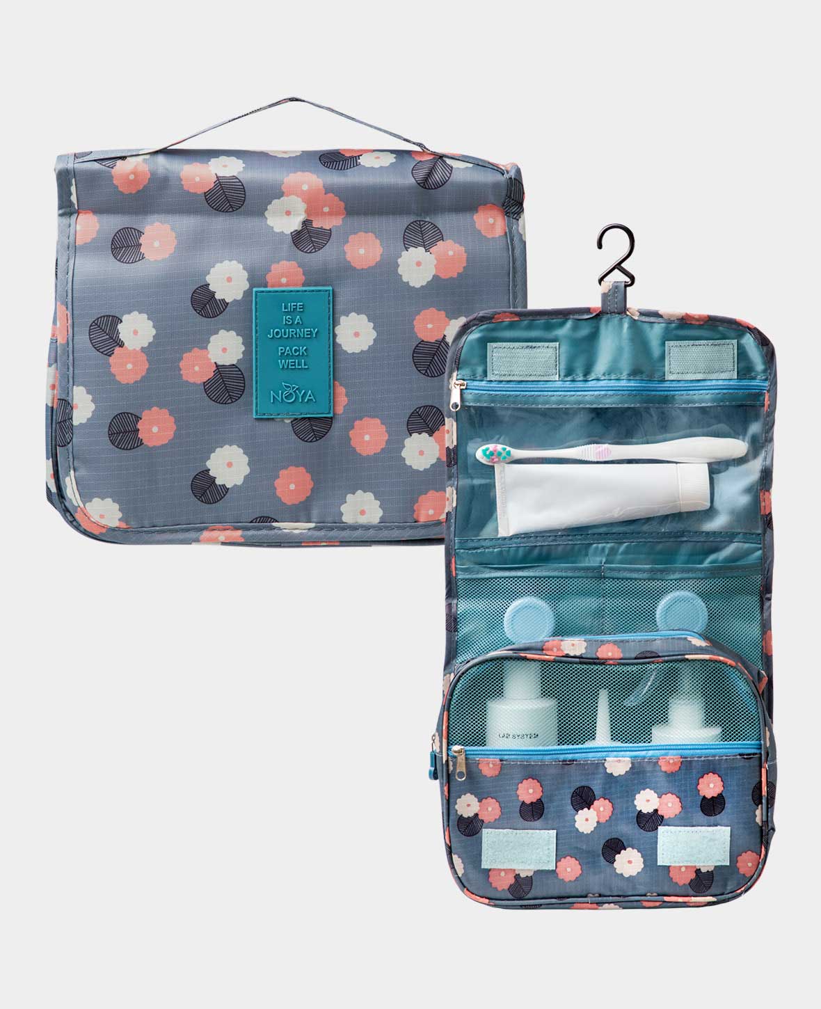Foldable Travel Toiletry Bag Wash Bag with Carrying Loop & Attachment