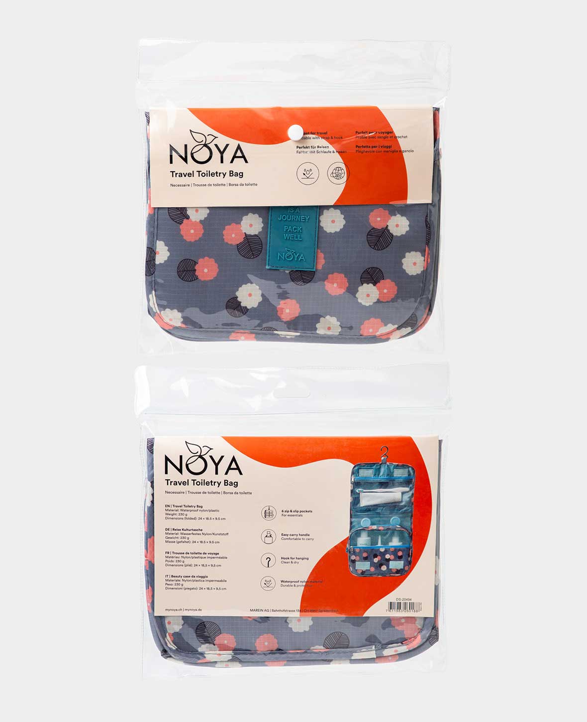 Foldable Travel Toiletry Bag Wash Bag with Carrying Loop & Attachment