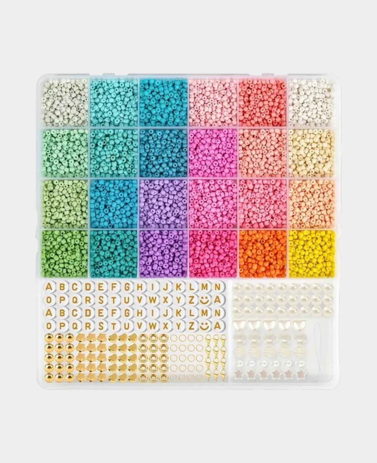 Mini Perlen Schmuck Set inkl. Nylonband für Armband / Kette - Bunt, 8000-tlg.