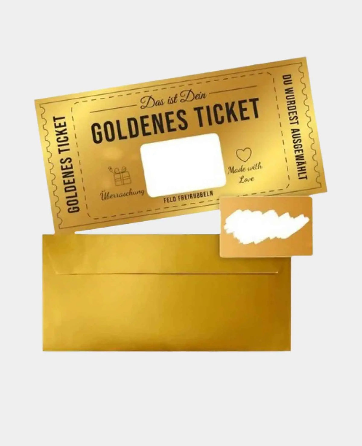 Golden Ticket Scratch Card for Writing incl. Envelope - Gold