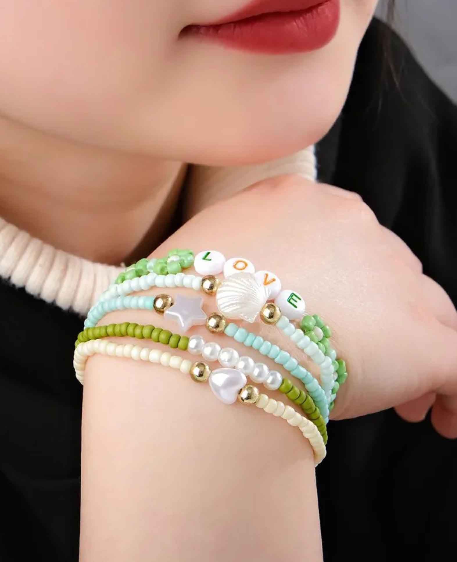 Mini Perlen Schmuck Set inkl. Nylonband für Armband / Kette - Bunt, 1200-tlg
