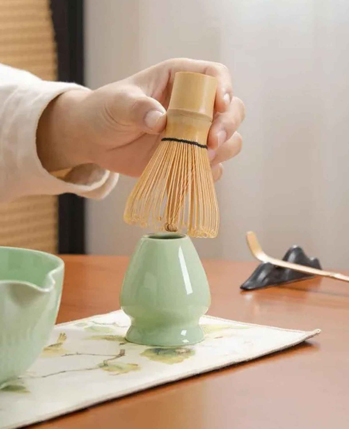 Keramik Matcha Tee Kit Japanisches Teezeremonie Zubehör - Grün, 7-tlg. Set