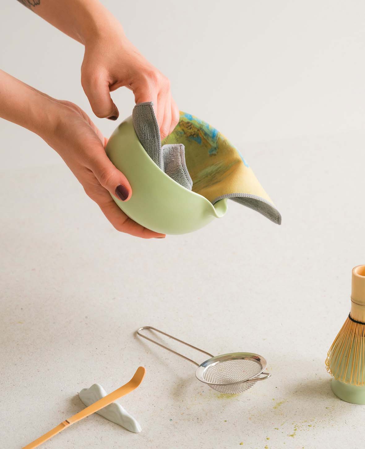 (Lot de 7) Kit de cérémonie du thé japonais en céramique Matcha
