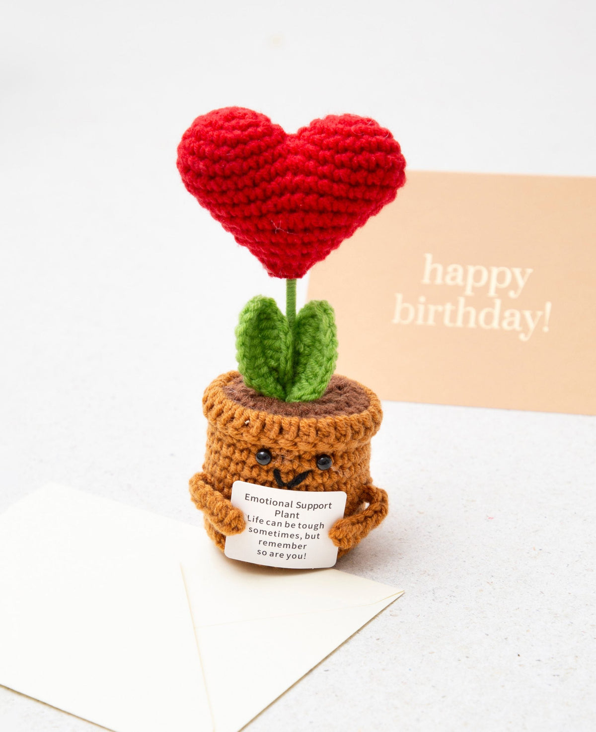 Positive Plant, Gehäkeltes Mini Plüschtier / Glücksbringer, 14 x 6cm