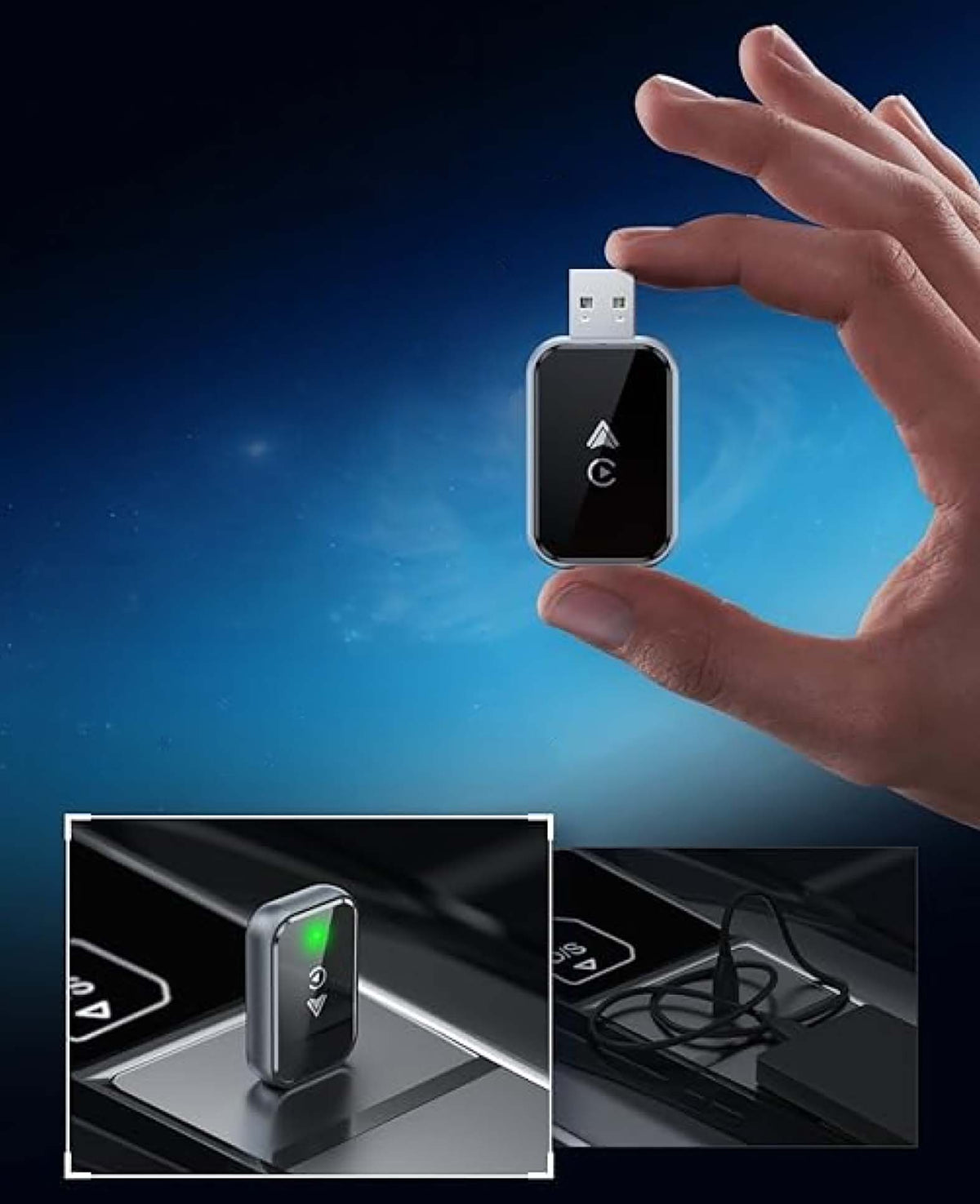 Bluetooth Android Auto / Apple Carplay Car USB A/USB C Adapter for Android / iOS Smartphones