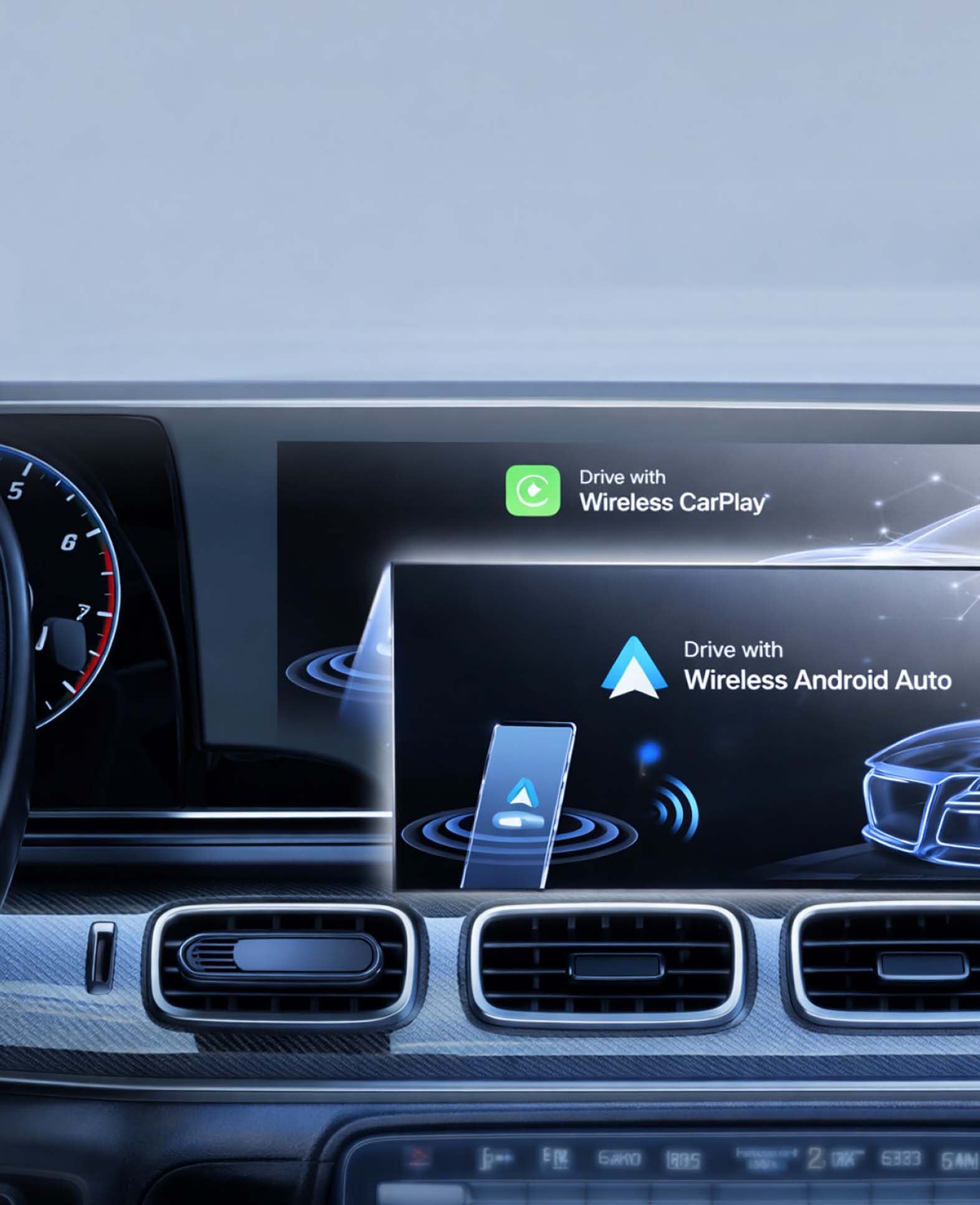 Bluetooth Android Auto / Apple Carplay Car USB A/USB C Adapter for Android / iOS Smartphones