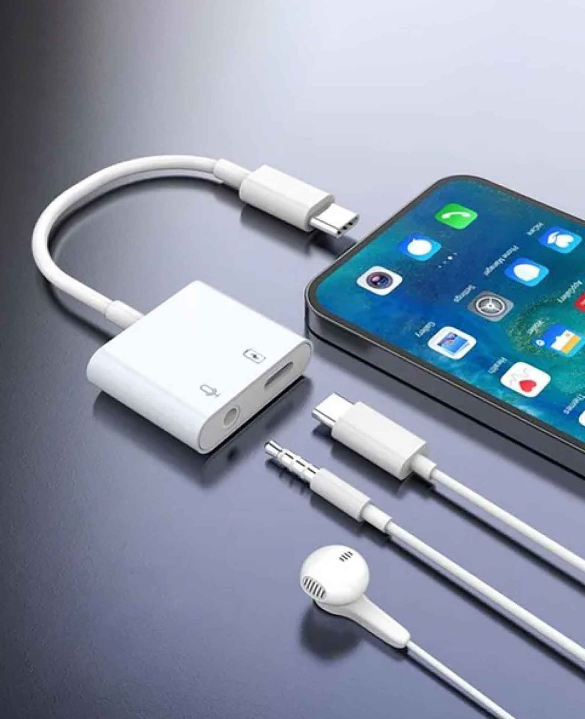 USB C auf 3.5mm+USB C Audio Musik Kopfhörer Ladeadapter