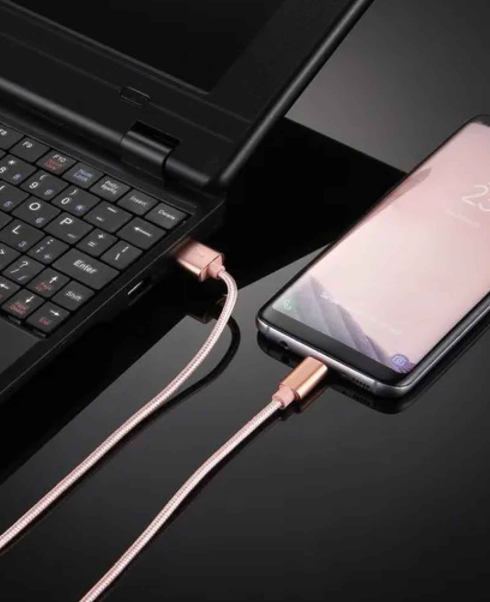 (3m) USB A auf USB C Ladekabel Datenkabel Nylon - Rosa